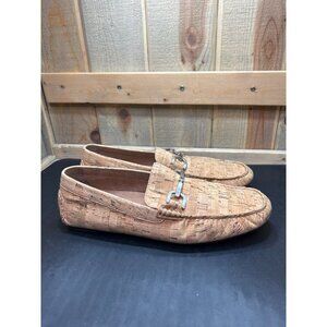 Donald J Pliner VIRO Cork Loafers Size 10 Natural Brown With Metal Bit Detail